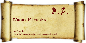Mádos Piroska névjegykártya